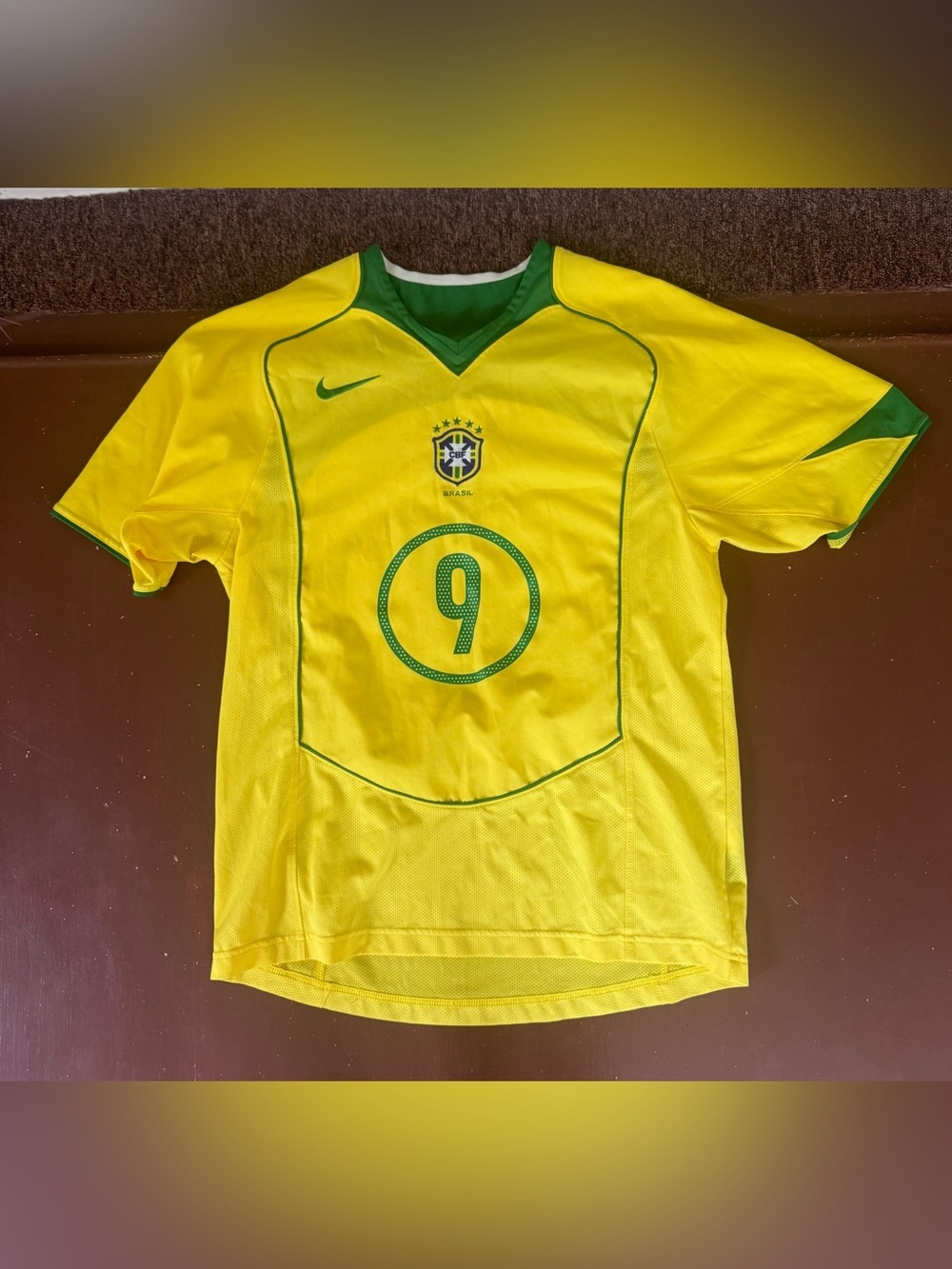 2004/2006 Nike Yellow & Green Ronaldo Brasil Jersey - Mens Small